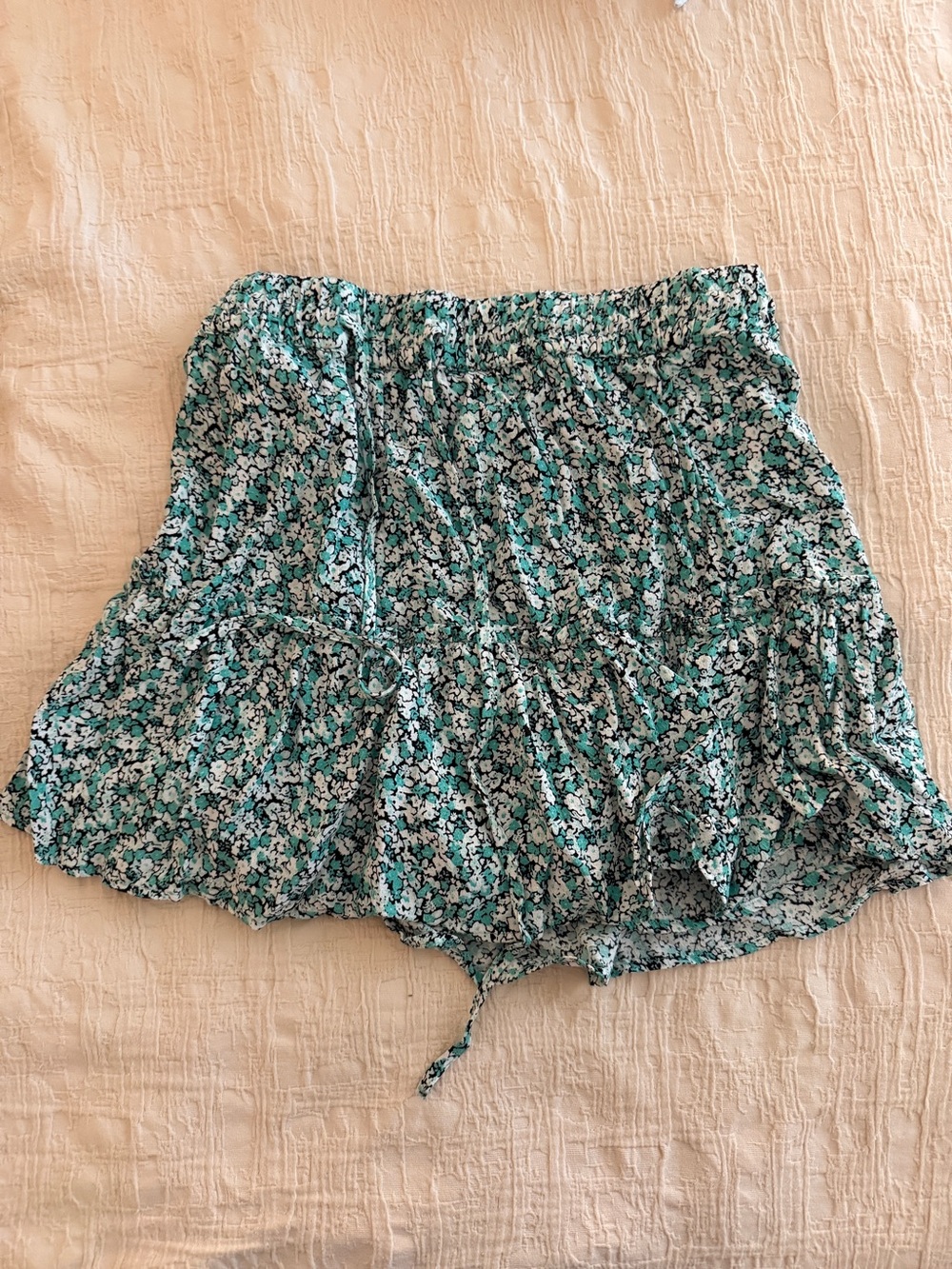 Zara Teal/Green Floral Mini Skirt Size M